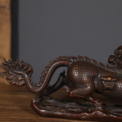 Antique pure copper qilin stepping on auspicious clouds - Picture 9 of 9
