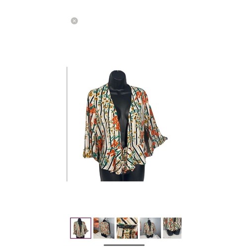 Zara Basic Damen Drapierte Bluse Boho leicht fließende Glockenärmel Small - Bild 2 von 6