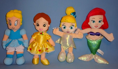 Disney Plush Princess LOT-Tinkerbell-Ariel-Cinderella-Belle-Toddler-babies set - Picture 1 of 14