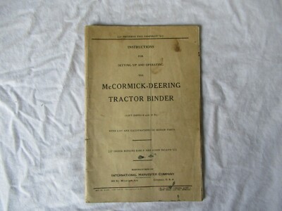 1928 IH McCormick-Deering tractor binder instruction  manual