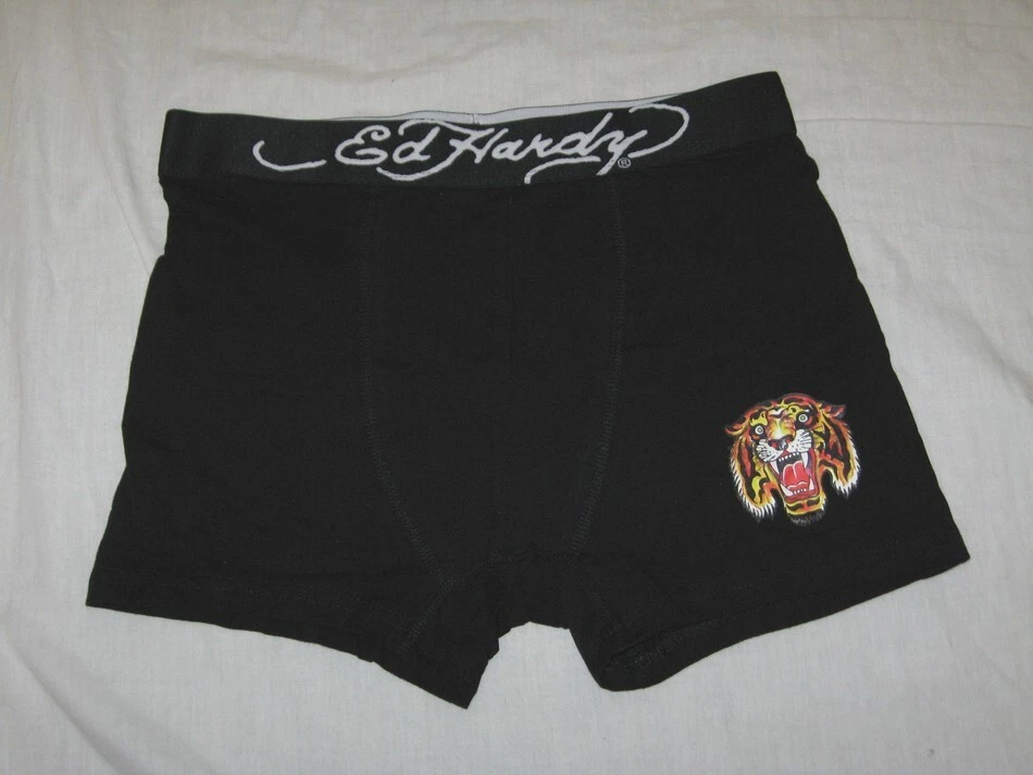 Boxer Ed Hardy Enfant 14 Ans (XL) – 100% Coton, Motif Tête De Mort, Coloris Marine