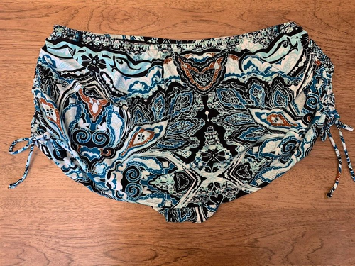 LANE BRYANT Blue Paisley Size 26 Drawstring Mid Waist Swim Skirt Bottom NWOT - Picture 2 of 2