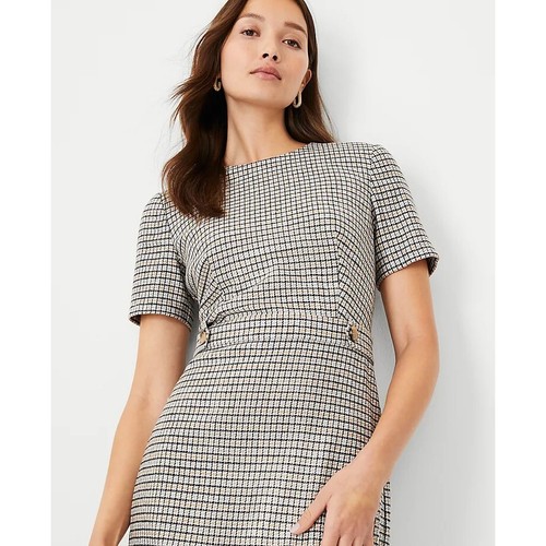 Vestido Ann Taylor Micro Cuadros Botón Tab Shift 8 - Imagen 3 de 3