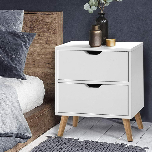 Bedside Table White Board Side Tables Storage Small Narrow Desk Chest of Drawers - Picture 10 of 12