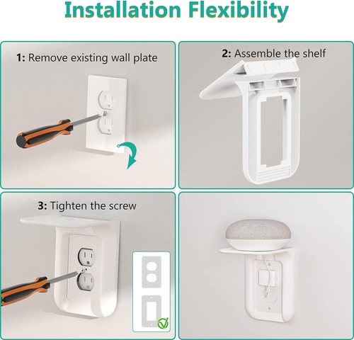 Outlet Shelf Wall Holder Bathroom Wall Shelf up to 10lbs White - Picture 4 of 5