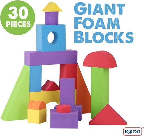 Montessori-Inspired 30 Large Building Foam Blocks - Colorful Toddler Playset - Picture 4 of 10