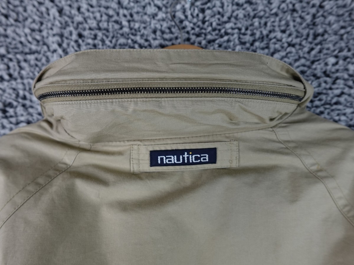 VINTAGE NAUTICA BROWN BOMBER HOODED JACKET 100% LEATHER