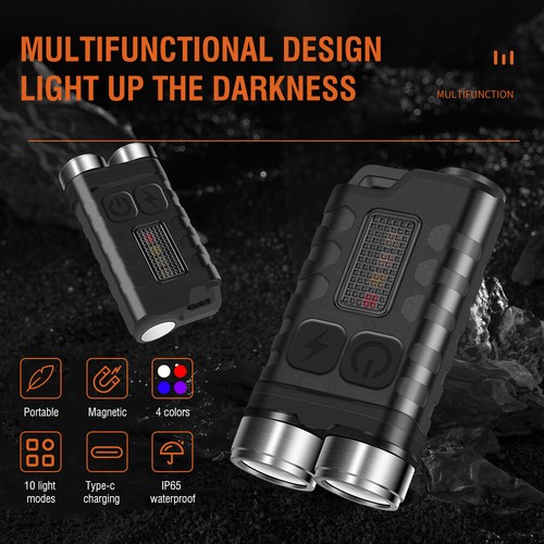Mini COB Work Light Rechargeable LED Flashlight Portable Keychain Torch Lamp - Picture 4 of 24