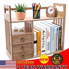 Large Capacity Desk Organizer Shelf Storage Rack Office Bamboo Desktop Bookshel