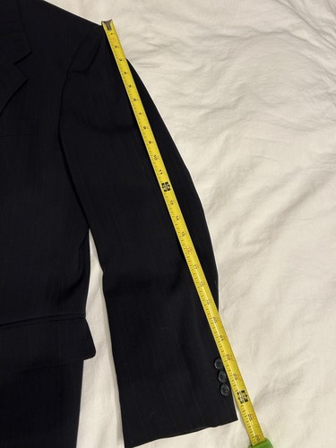 VTG GIVENCHY MONSIEUR 100% WOOL SINGLE BUTTON BLAZER-Size 40R 32 Waist-Dark Blue - Picture 16 of 17