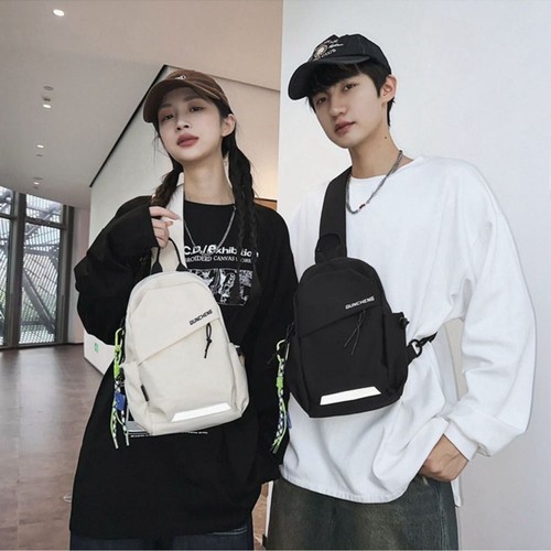 Large Capacity Nylon Chest Bag Multifunctional Sports Knapsack Street - Imagen 7 de 16