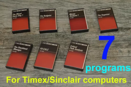 7 programs Sinclair ZX81 Timex 1000 & 1500  Vu-Calc, Budgeter, Organizer, etc...
