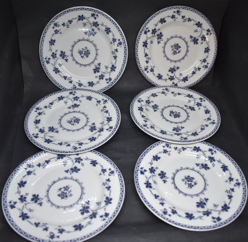 Royal Doulton Yorktown Set of 11 Bread Plates Blue Grapevine Ribbed Rice Rim - Picture 4 of 11