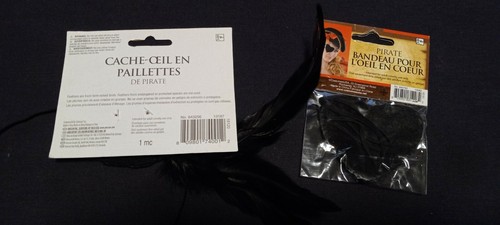 Pirate Accessories 2 Pirate Eye Patches, 1 Sequin & 1 Heart shaped, Roleplay - Picture 4 of 5