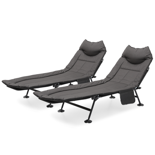 2pcs Folding Military Cot Portable Camping Cot Hiking Sleeping Bed w/Side Pocket - Picture 2 of 12