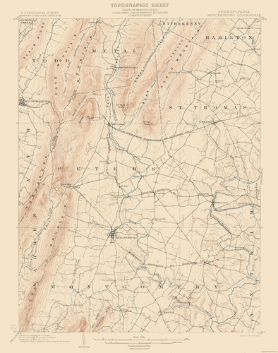 Topographical Map - Mercersburg Pennsylvania Quad - USGS 1902 - 23 x 29.18 - Bild 1 von 20