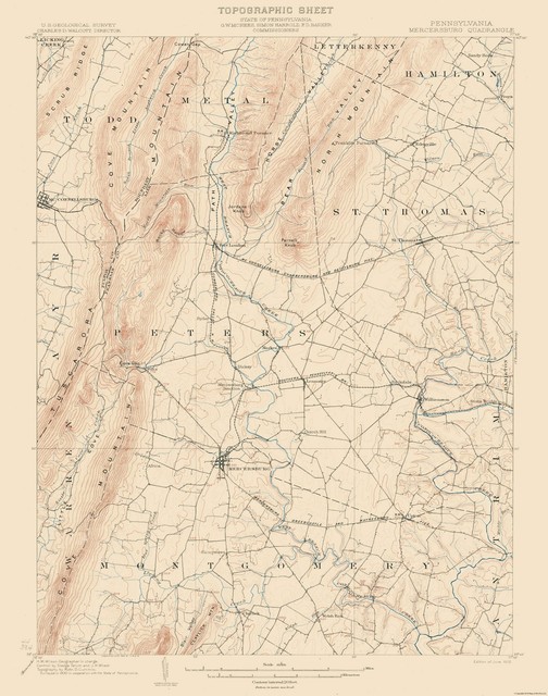 Topo Map Mercersburg Pennsylvania Quad USGS 1902 23.00 x 29.18 eBay