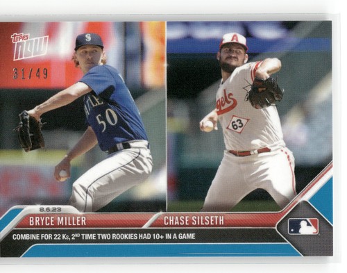 🟦 BRYCE MILLER, CHASE SILSETH Rookie BLUE 31/49 2023 Topps Now #662 📈 - Picture 1 of 2