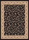 Black Vines Leaves Oriental Area Rug Bordered Paneled Scrolls Persien Carpet