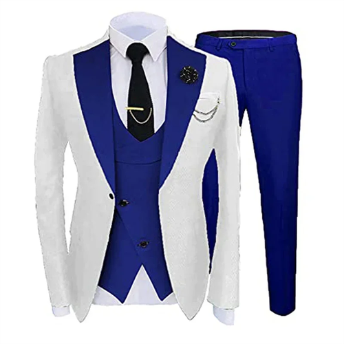 Slim Fit Formal Men Suits For Wedding Solid Color Wide Notched Lapel Groom Tuxed - Picture 50 of 52
