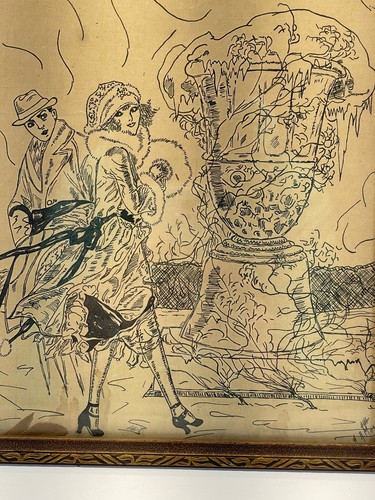 Beautiful Detailed Signed 1920s Inked Drawing by A. Morey - Picture 4 of 5