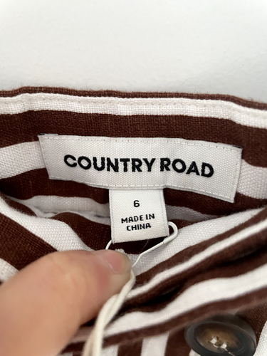BNWT WMNS COUNTRY ROAD STRIPED MIDI WRAP SKIRT CHOC BROWN /WHITE SIZE 6 AUS XS - Picture 3 of 10