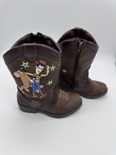 Disney Toy Story Woody Toddler Size 7 Brown Zip Cowboy Western Boots