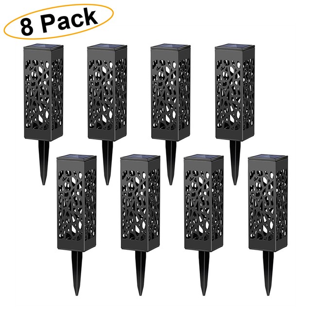 Led Garden Maggift 8 Pcs Solar Powered Lights Automatic Outdoor Solar Led Pathway Lights Automatic Walkway Lamp Outdoor Yard Garden Black 8 Pack
