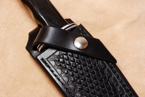Custom Black Leather Sheath for Buck 119 - Picture 3 of 5