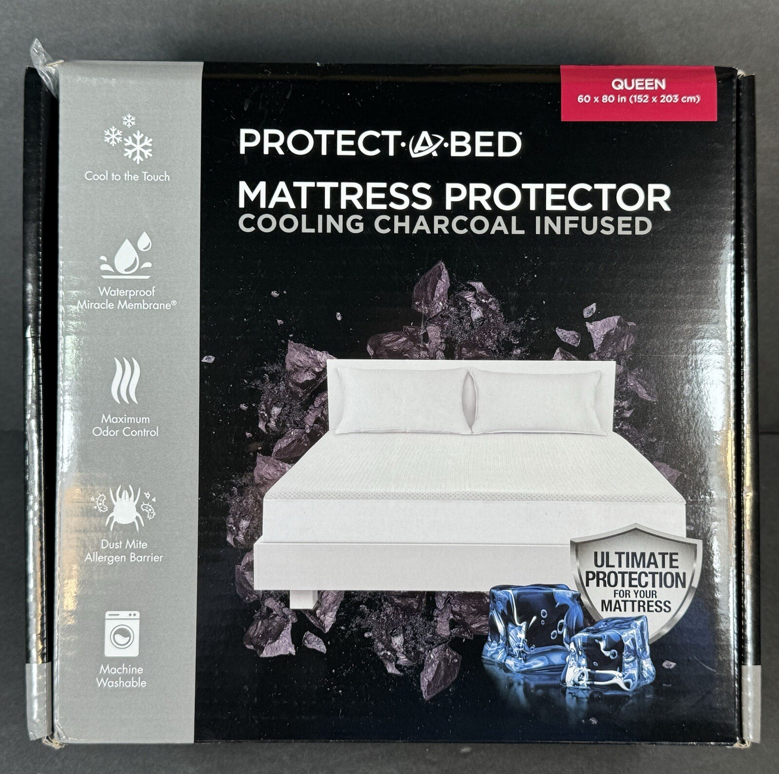 Mattress Protector Cooling Charcoal Infused Queen Size Bed-image