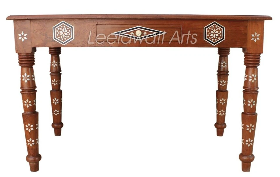 Antique Look Teak Wood Table Handicraft Furniture Table - Image 3 of 4