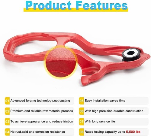 Heavy Duty Front LH & RH Tow Hooks w/ Hardware For Dodge 2019-2022 Ram 1500 DT - Picture 20 of 23