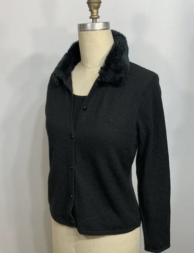 Vintage Sweater 1990s Fur Cardigan Medium - Picture 3 of 7
