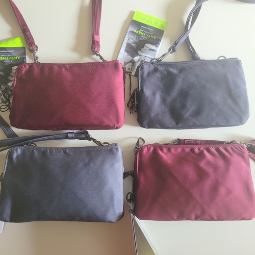 New Travelon 43405 Parkview Double Zip Crossbody Clutch Small Bag Purse Wine Red - Picture 10 of 16