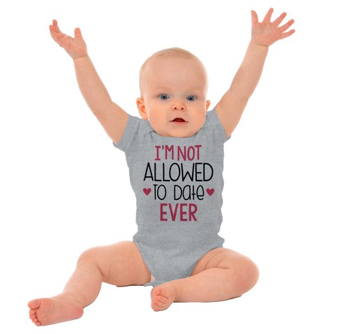 Not Allowed To Date Ever Funny Shower Gift Girls Baby Infant Romper Newborn - Picture 3 of 9