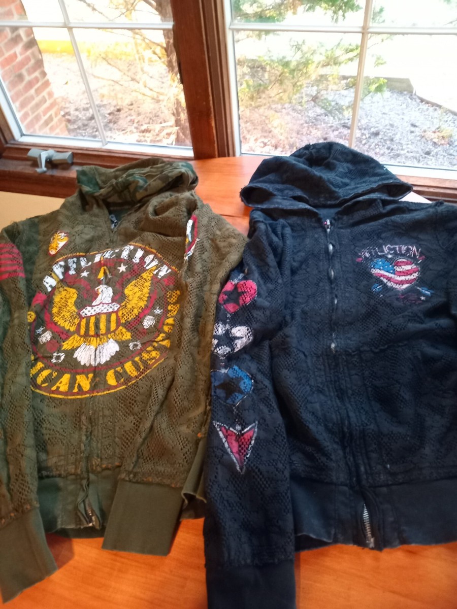 Sweat à Capuche Léger Affliction Pour Femme, Vert Tie Dye, Taille S, Année 2000
