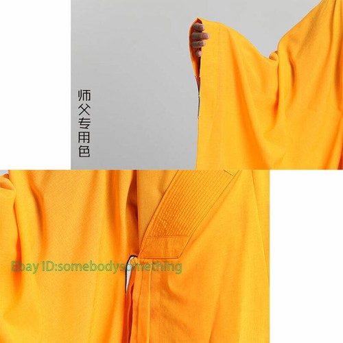 Cotton Shaolin Buddhist Monk Dress Meditation Long Robe Gown Kung Fu Uniform New - Picture 11 of 28