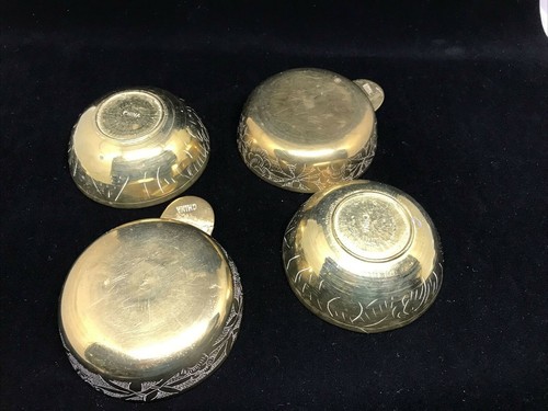 LOT 2 Pair Brass Chinese Bowls Mini Porringers Etched 2-3" dia 1" depth VTG - Picture 6 of 10