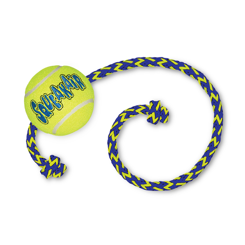 KONG Squeakair Tennis Ball with Rope Medium AirDog Squeaky Dog Fetch Toy 2.5" - Picture 5 of 12