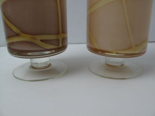 Menge 7 Vintage Beige Wirbel Design, Fußkelch 6,5" Höhe - Bild 3 von 8