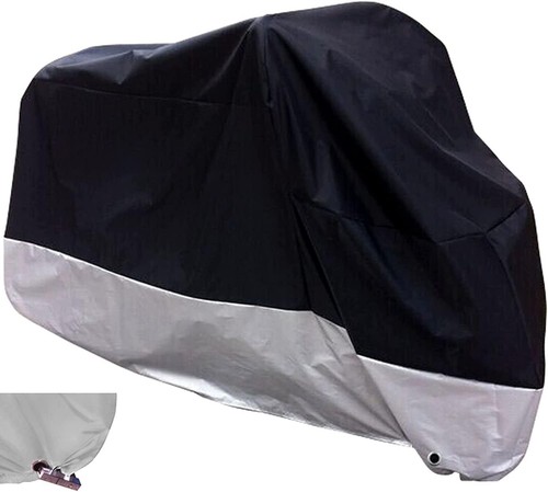 All Season Black Waterproof Sun Motorcycle Cover,Fits up to 97" Motors