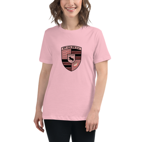 Stylish Porsche Parody Pork Logo Ladies Cut Funny Tee Shirt - Picture 13 of 16