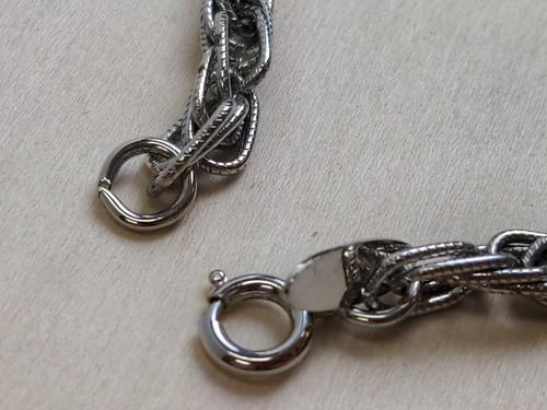 Collana Vintage Whiting Davis Catena Tono Argento Floreale Viola Resina Ciondolo - Foto 12 di 12