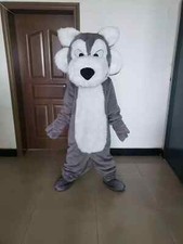 Halloween Long Fur Husky Dog Fox Fursuit Mascot Costume Suit Cosplay Dress Adult