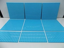 Lego 9 pc. Azure Blue Studded Base Plate,s Lot {WASHED}