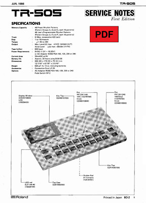 Roland TR-505 Service Manual with Electronic Schematics (ENG / JAP)