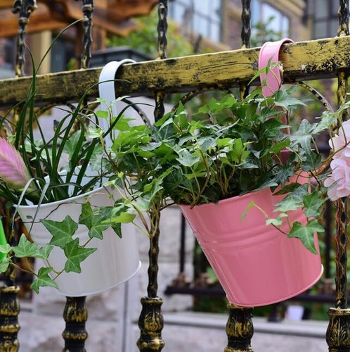 Hanging Flower Pots for Outdoor Indoor Plants with Removable Hooks -5 Pink - Picture 5 of 6