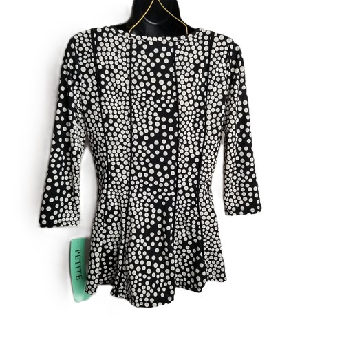 Lavanya Petite Polka Dot Top Size PS NEW Black White Y2K Office Dark Academia - Picture 2 of 10