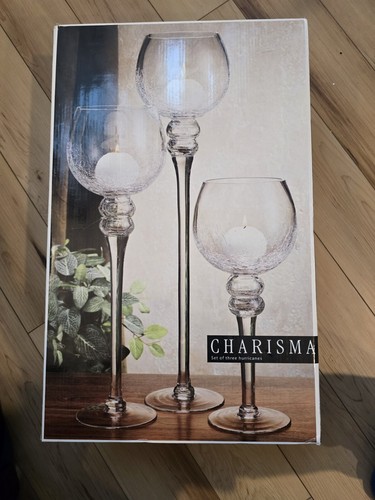 Charisma Set of 3 Glass Hurricane Candle Holders