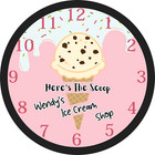 Personalized Clock - chocolate chip ice cream, ice cream shop, ice cream clock